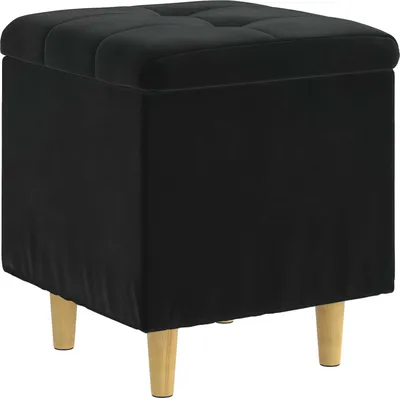 Immagine prodotto di Pouf contenitore con cuscino Nero 40 x 40 x 45 cm Velluto