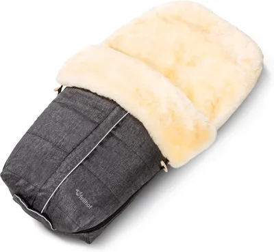 Produktbild von ASPEN Fußsack aus Lammfell für Kinderwagen | 50 x 98 cm | Merino-Lammfell | für ergonomische Buggys | wind- und wasserabweisend | graphit-melange