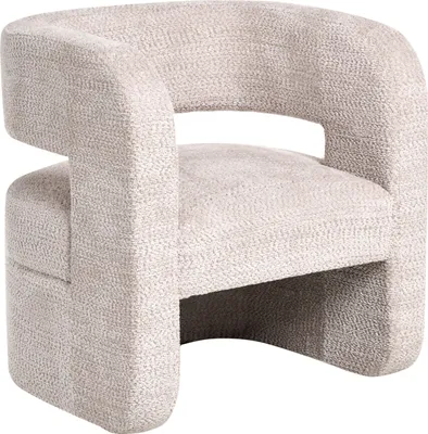 Produktbild von BELIANI Polstersessel beige Polyester-Chenille-Bezug mit Armlehnen breite Sitzfläche Wohnzimmer modern