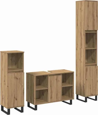 Produktbild von Möbel 3-teiliges Badezimmermöbel-Set Artisan-Eiche Holzwerkstoff - Badezimmer 3378511