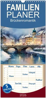 Produktbild von Familienplaner 2026 - Brückenromantik mit 5 Spalten (Wandkalender, 21 x 45 cm) CALVENDO