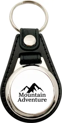 Produktbild von Huuraa Schlüsselanhänger Mountain Adventure Berge Metall mit Kunstleder Schlüsselring Einkaufswagenchip Geschenkidee