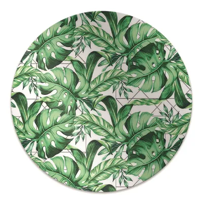 Produktbild von Rundmatte - Stuhlunterlage Bürostuhlunterlage - Rund Ø 100 cm - Bodenmatte - Fußmatte - Geometrische Blätter