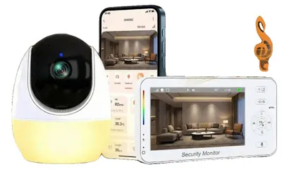Zdjęcie produktu dla Monitor do obserwacji dziecka z wideo, rozdzielczość HD 1080P, dwukierunkowy system audio, z kablem Type-C