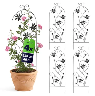 Produktbild von KADAX Metall Rankgitter 40 x 120 cm, 4 Stück, Rankhilfe für Kletterpflanzen, Garten Spalier aus pulverbeschichtetem Stahl, Pflanzenstütze für Rosen & Clematis (Blumen)