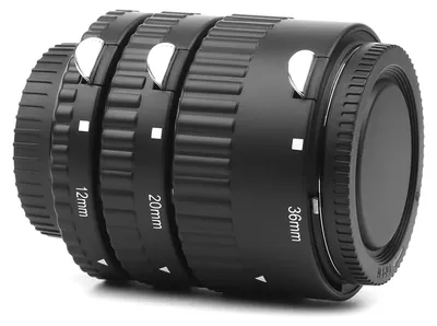 Produktbild von SHOOT XT-365 Autofokus-Makroobjektiv-Adapterring-Set, 12 mm, 20 m, 36 mm, für Nikon F-Bajonett-Objektive, kompatibel mit Nikon D3300/D3400