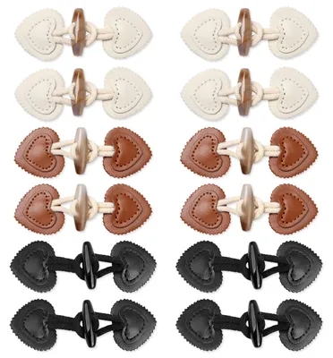 12 Paar Lederne Knebelknöpfe, 3 Farben, PU-Leder, 11 cm