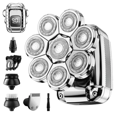 Produktbild von Glatzen Rasierer Herren Kopfrasierer IPX7 Nass Trocken Flexibles Glatzen Rasierer Herren Silber 8D