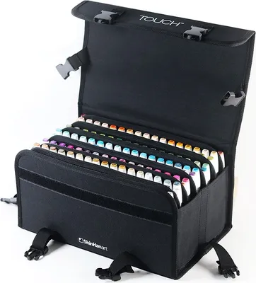 Obrázek produktu pro Lihové fixy TOUCH oboustranné Brush & Chisel, 204 ks Complete v pouzdře