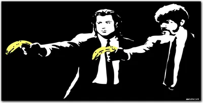 Produktbild von Coloray Küchenrückwand 100x50 Spritzschutz aus Glas - Pulp Fiction Banksy
