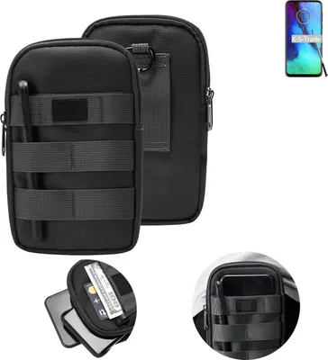 Produktbild von K-S-Trade Holster Gürtel Tasche kompatibel mit Motorola Moto G Pro Handy Tasche Schutz Hülle dunkel-grau viele Fächer, 1x
