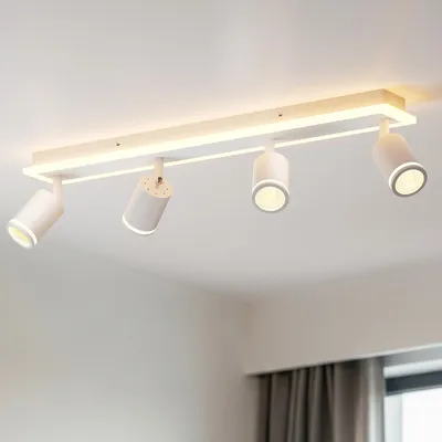 Produktbild von LVWIT Deckenstrahler 4 Flammig, GU10 Deckenstrahler LED Weiß, Modern Deckenlampe Strahler, Deckenspots Küchenlampe Deckenlampe Strahler für Wohnzimmer, Ohne Leuchtmittel