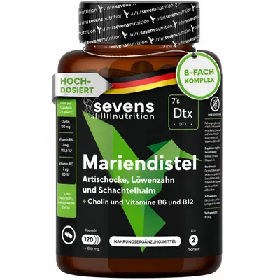 Immagine prodotto di Complesso di Cardo Mariano, Carciofo e Tarassaco con Colina – 120 Capsule ad Alto Dosaggio – Integratore Alimentare Senza OGM, Senza Glutine e Lattosi