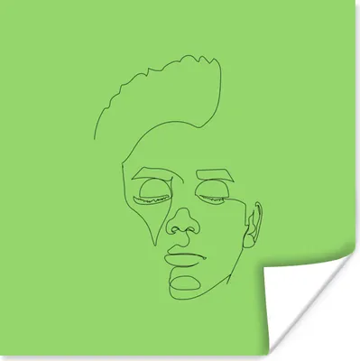 Produktbild von MuchoWow® Poster Strichzeichnung - Mann - Kopf 50x50 cm - Wohnzimmerdekoration
