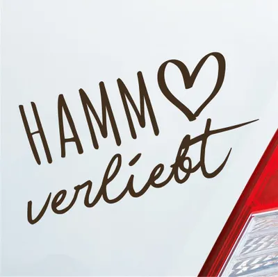 Produktbild von Auto Aufkleber Hamm verliebt Herz Stadt Heimat Liebe Car 19x10 cm Braun Sticker Heckscheibenaufkleber