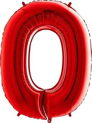 Obrázok produktu pre Nafukovací balónik číslo 0 červený 102cm extra veľký - Grabo