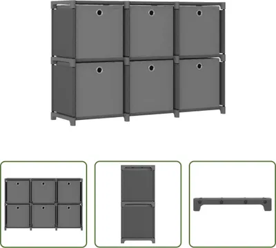 Image de The Living Store Étagère cube avec 6 boîtes Gris 103x30x72,5 cm Tissu