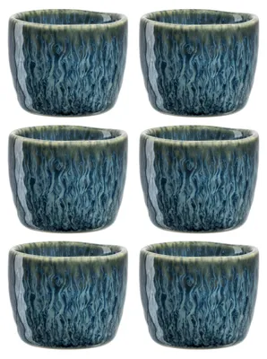 Eierdopjes-Set, 6 Stück, Keramik, Ø 5,2 cm, Höhe 4 cm, blau