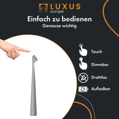 Image de Luxe - Lampe à poser Touch Deluxe - Madelief - Gris - H35 x Ø5