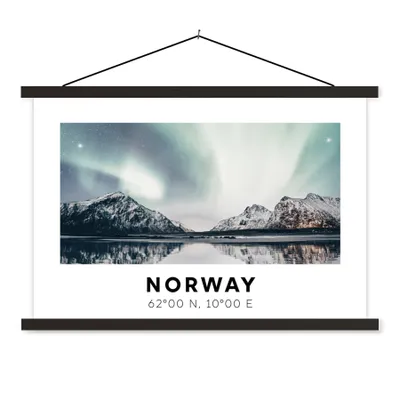 Produktbild von MuchoWow® Textilposter Norwegen - Nordlichter - Wasser 150x100 cm mit schwarzem Rahmen - Schlafzimmer