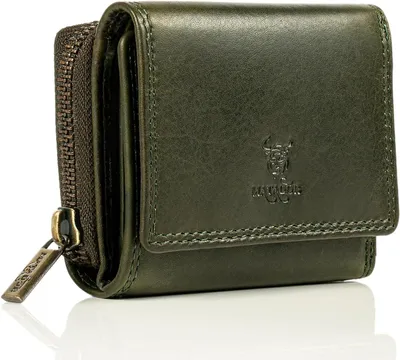 Produktbild von Damen Portemonnaie Klein aus Leder, Mini Geldbörse mit RFID Schutz, 9 Kartenfächer, Münzfach & Geldscheinfach, Luxus Brieftasche mit Geschenkbox