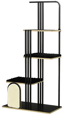 Zdjęcie produktu dla Kocí drapák z 4 poziomami | Drapak dla kota | Kolor: czarny | Wymiary: 48x85x170 cm
