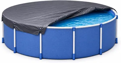 Produktbild von Poolplane rund 200 g/m² – Schwarze Solar Poolabdeckung für Sommer & Winter – UV-resistente Poolabdeckplane (500 – 550 cm (Ø 610 cm))