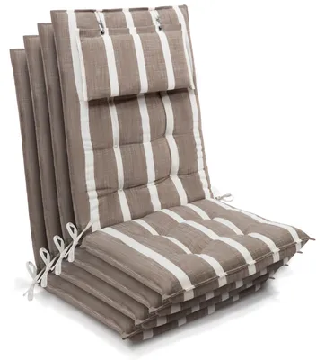 Produktbild von Beautissu 4er Set Sun-HL Hochlehner Auflage 120x50x8cm Beige-Weiß-Gestreift