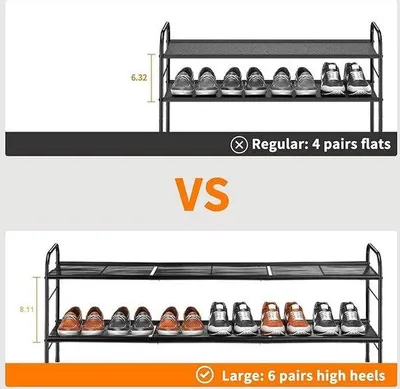 Produktbild von Famanu Schuhregal 2 Ebenen - Platzsparender großer Schuhschrank für Flur, Schlafzimmer, Garderobe - Schwarz