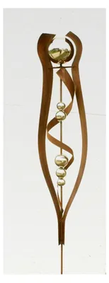 Produktbild von Gartendeko Roststab, 200 cm, Gartenstecker mit Edelstahlkugeln