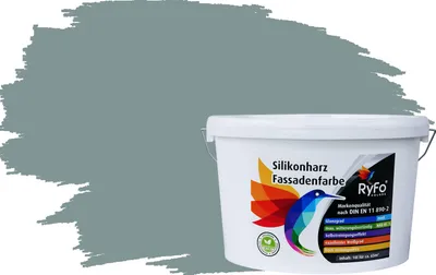 Produktbild von RyFo Colors Silikonharz Fassadenfarbe Lotuseffekt Trend Fjordgrau 10l - bunte Fassadenfarbe, weitere Grau Farbtöne und Größen erhältlich, Deckkraft Klasse 1