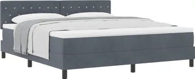 Image de vidaXL Lit boxspring avec matelas gris foncé 180 x 200 cm velours