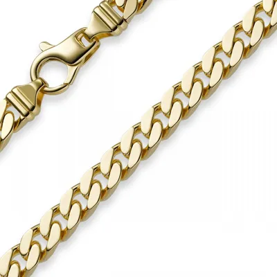 Produktbild von 7mm Armband Panzerkette diamantiert, 750 Gold Gelbgold massiv, 19cm