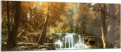 Produktbild von Bilder auf glas - Park Wasserfall Wasser - 140x50cm - Glasbilder - Wandbilder - Kunstdruck - zum Aufhängen bereit - Wanddekoration aus Glas - Glas Bilder - Wandbild auf Glas - GAB140x50-3789