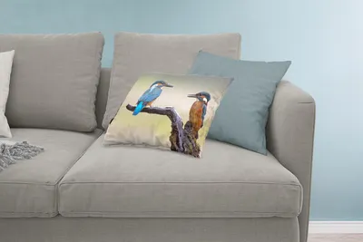 Produktbild von MuchoWow® Zierkissen Sofakissen Wohnzimmer Dekokissen 60x40 cm Eisvogel - Blau - Orange - Kopfkissen - Polster mit Foto