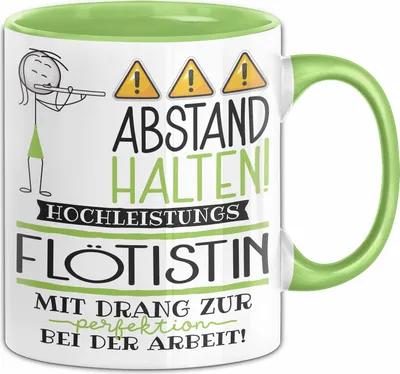 Produktbild von Flötistin Tasse Geschenk Lustig Abstand Halten Hochleistungs-Flötistin Mit Drang Zur Perfektion Bei Der Arbeit (Grün)