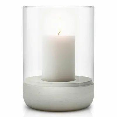 Produktbild von Blomus Windlicht groß, Beton, Glas, Weiß