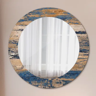 Produktbild von Wohnzimmer Spiegel - Mirror zum Wandspiegel Schlafzimmer – Schminkspiegel - Abstrakt Holz - Rund: Ø60 cm