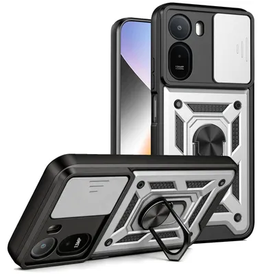 Produktbild von Outdoor Hülle für Xiaomi Redmi A7 Pro Handyhülle Kameraschutz Ringhalter Silber