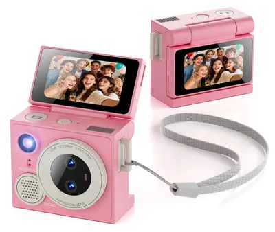Produktbild von ZELURXX Mini Kinder Kamera, HD Sportkamera 1080P, Kleine Daumenkamera, Foto Video Recorder, tragbar Pocket Kamera, 1.47" Display, Rosa