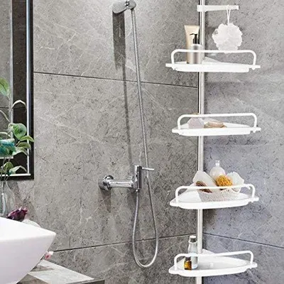 Produktbild von Verchromte Duscheckbank mit 4 Planken, weiß