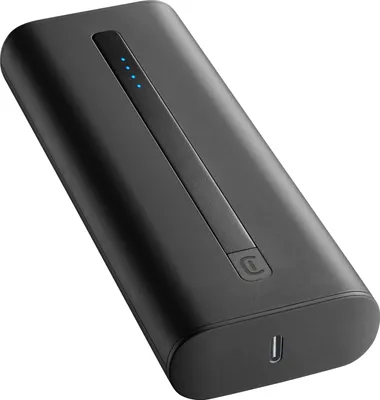 Produktbild von Cellularline Power Bank THUNDER 20000 Tragbares, extra kompaktes Ladegerät, 20000 mAh, Schwarz
