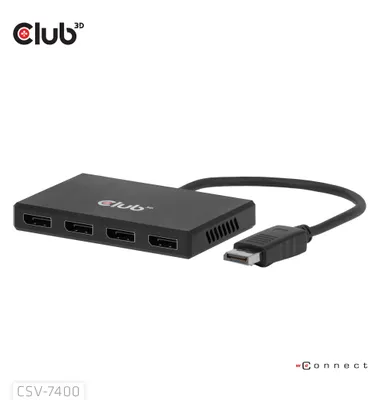 Zdjęcie produktu dla CLUB3D CSV-7400, DisplayPort, 4x DisplayPort, 3840 x 2160 px, 4K Ultra HD, 30 Hz, 1.4/2.2