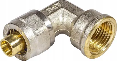 Image de Coude en laiton 1/2"×16 - Nickelé - Résistant - Étanche - Pour tuyaux PEX-alu