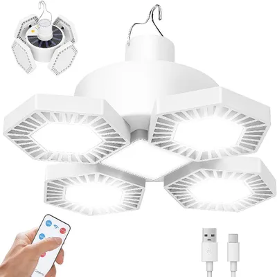 Produktbild von 169 LED Solar Camping Lampe mit Fernbedienung, Powerbank,USB-Aufladung,360° Beleuchtung,5 Modi,Batteriestandsanzeige,zum Aufhängen,faltbar,wasserdicht