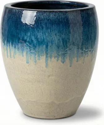 Obrázok produktu pre Provencelia POSEIDON veľký keramický kvetináč, mrazuvzdorný, Bielo-modrá, Ø36 x V43 cm, 24 l