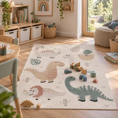 Produktbild von Kinder Teppich Happy Kids Dino Babys Bunt, Größe:200x290 cm