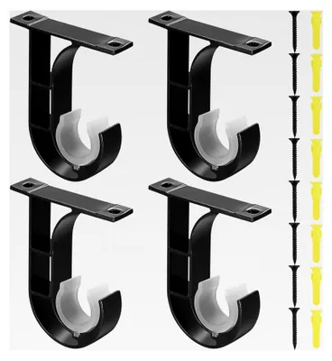 Produktbild von 4 Stück Gardinenstangenhalter, Halterungen für Gardinenstangen, Deckenhalterung für Gardinenstangen, Metall Wandhalterung für Vorhangstangen, geeignet für Kleiderstangen und Duschstangen