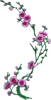 Produktbild von Blüten-Blumen-Zweig-Bügelemblem-Aufnäher rosa grün