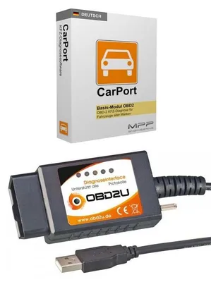 Interface USB + Original CARPORT STARTER OBD 2 Diagnose für VW Audi Seat Skoda – Produktansicht